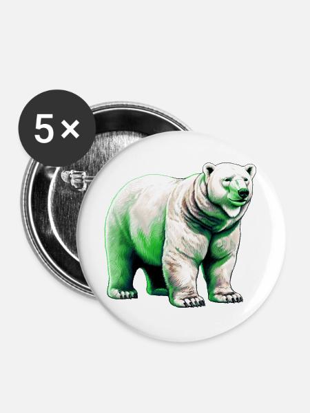 Weißer Eisbär - Buttons groß 56 mm (5er Pack) - Weiß
