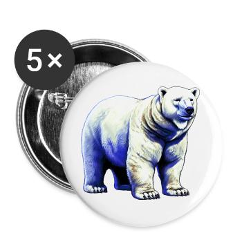 White polar bear - Buttons large 2.2''/56 mm (5-pack) - white - Front