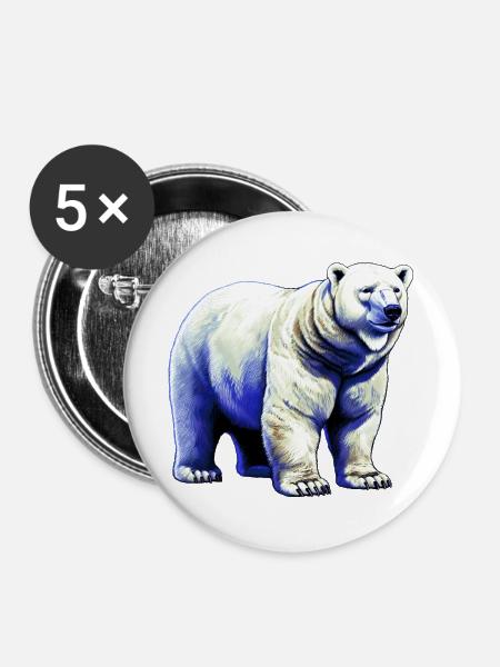Weißer Eisbär - Buttons groß 56 mm (5er Pack) - Weiß