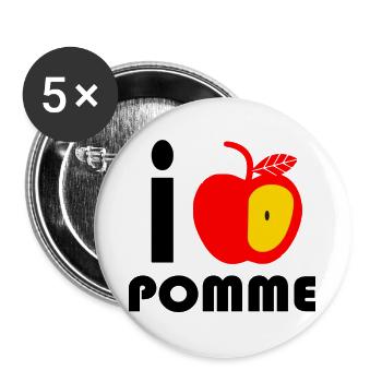 i love pomme - Lot de 5 grands badges (56 mm) - blanc - Devant