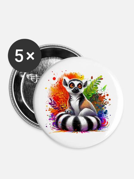 Lemur - Buttons groß 56 mm (5er Pack) - Weiß