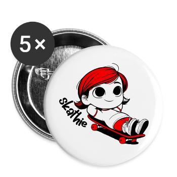 Kathie relaxing on a skateboard - Buttons large 2.2''/56 mm (5-pack) - white - Front