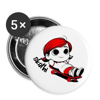Kathi relaxes on a skateboard. - Buttons large 2.2''/56 mm (5-pack) - white - Front