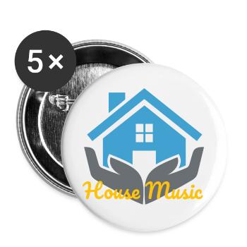 Geometrisches Haus mit Stil - Buttons groß 56 mm (5er Pack) - Weiß - Vorne