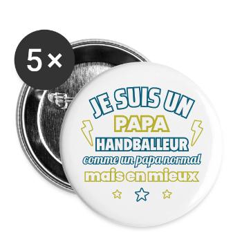 Papa HANDBALLEUR,cadeau fête des pères,Handball - Lot de 5 grands badges (56 mm) - blanc - Devant
