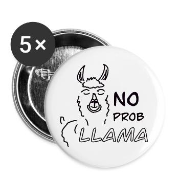 No Prob LLAMA - Buttons groß 56 mm (5er Pack) - Weiß - Vorne