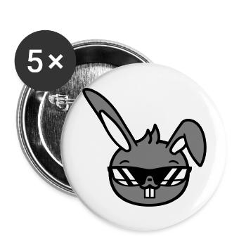 Hase Sonnenbrille Cool Hasenzähne Kaninchen Lustig - Buttons groß 56 mm (5er Pack) - Weiß - Vorne