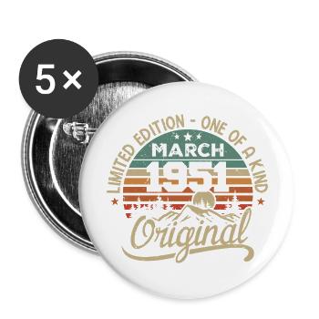 Original Mars 1951 Cadeau Anniversaire Mars 1951 - - Lot de 5 grands badges (56 mm) - blanc - Devant
