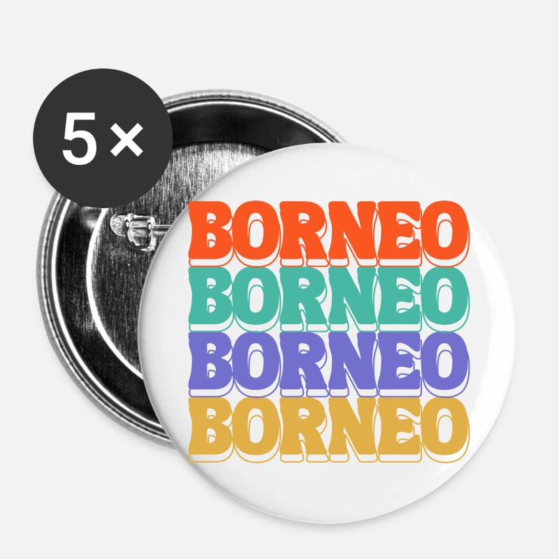 Borneo Indonesia - Buttons large 2.2''/56 mm (5-pack) - white