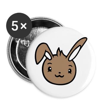 Lapin Lapin Semble mignon Heureux Friendly - Lot de 5 grands badges (56 mm) - blanc - Devant