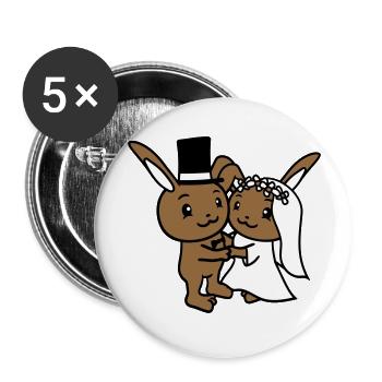 2 Bunnies Wedding Marry Groom Bride Engaged - Buttons large 2.2''/56 mm (5-pack) - white - Front