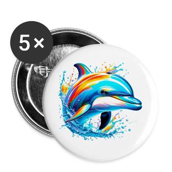 Dauphin - Lot de 5 grands badges (56 mm) - blanc - Devant