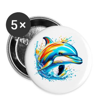Dolphin - Buttons large 2.2''/56 mm (5-pack) - white - Front