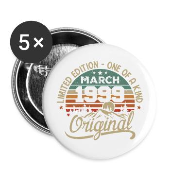 Original Mars 1999 Cadeau Anniversaire Mars 1999 - Lot de 5 grands badges (56 mm) - blanc - Devant