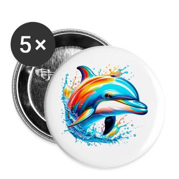 Dolphin - Buttons large 2.2''/56 mm (5-pack) - white - Front