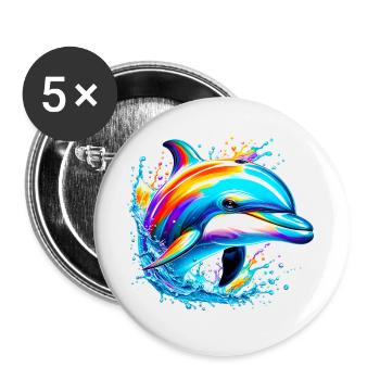 Dauphin - Lot de 5 grands badges (56 mm) - blanc - Devant