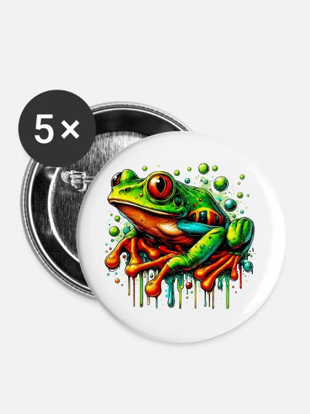 Frosch - Buttons groß 56 mm (5er Pack) - Weiß