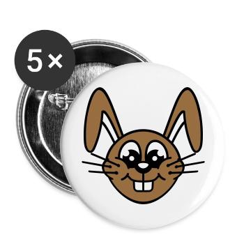 Hase Kaninchen Häschen Cartoon Kleintier niedlich - Buttons groß 56 mm (5er Pack) - Weiß - Vorne