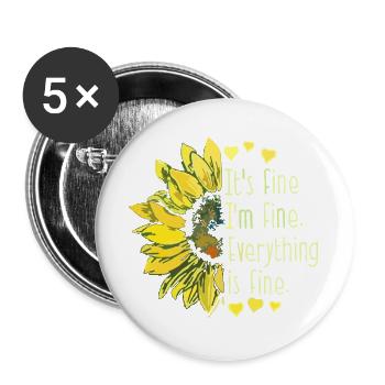 Sunflower Affirmation Graphic T-Shirt - Buttons large 2.2''/56 mm (5-pack) - white - Front