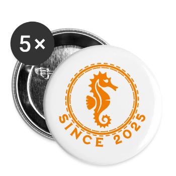 Seepferdchen Ozean Design - Buttons groß 56 mm (5er Pack) - Weiß - Vorne