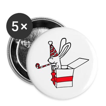 Lapin Anniversaire Années Vieux Cadeau Serviette Chapeau de fête - Lot de 5 grands badges (56 mm) - blanc - Devant