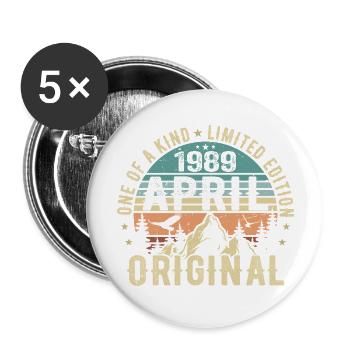 Born april 1989, legend since april 1989 - Buttons large 2.2''/56 mm (5-pack) - white - Front