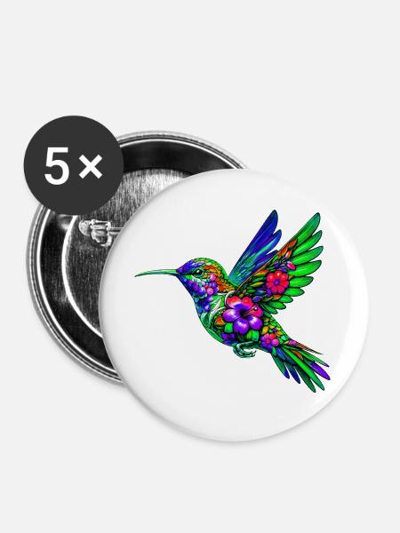 Kolibri - Buttons groß 56 mm (5er Pack) - Weiß