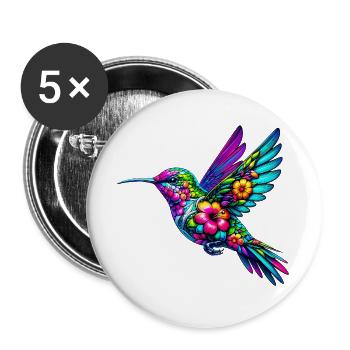 Colibri - Lot de 5 grands badges (56 mm) - blanc - Devant