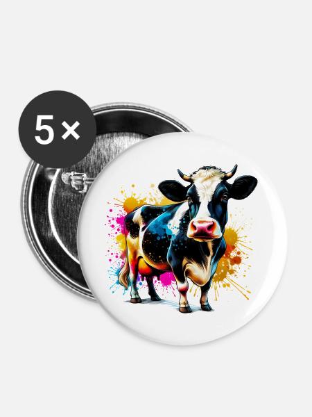 Kuh - Buttons groß 56 mm (5er Pack) - Weiß