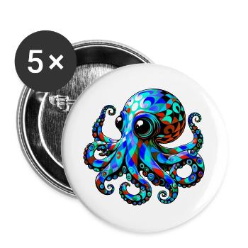 Octopus - Buttons large 2.2''/56 mm (5-pack) - white - Front