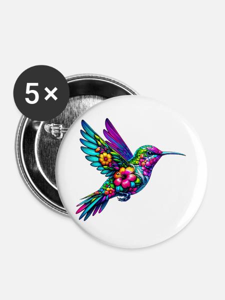 Kolibri - Buttons groß 56 mm (5er Pack) - Weiß