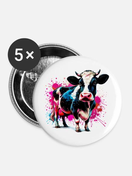 Kuh - Buttons groß 56 mm (5er Pack) - Weiß