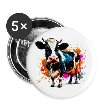 Vache - Lot de 5 grands badges (56 mm) - blanc - Devant
