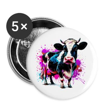 Vache - Lot de 5 grands badges (56 mm) - blanc - Devant