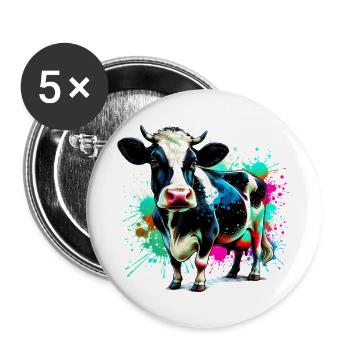 Vache - Lot de 5 grands badges (56 mm) - blanc - Devant