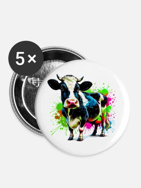 Kuh - Buttons groß 56 mm (5er Pack) - Weiß