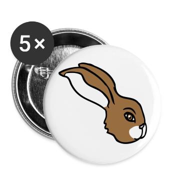 Bunny face peeking sideways profile side view - Buttons large 2.2''/56 mm (5-pack) - white - Front