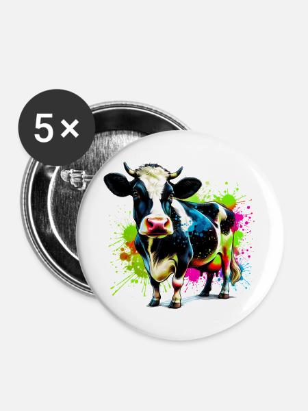 Kuh - Buttons groß 56 mm (5er Pack) - Weiß