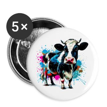 Vache - Lot de 5 grands badges (56 mm) - blanc - Devant