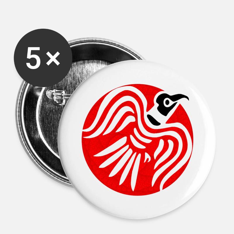 Viking Raven - Buttons large 2.2''/56 mm (5-pack) - white