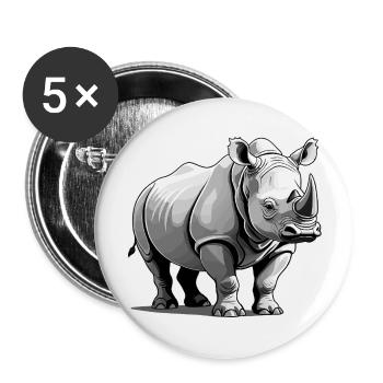 Rhinocéros Nashorn - Autocollant Animal - Lot de 5 grands badges (56 mm) - blanc - Devant