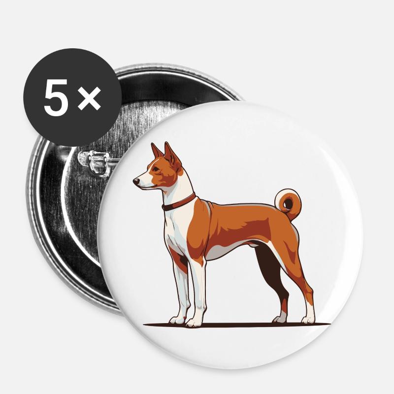 Basenji - Buttons large 2.2''/56 mm (5-pack) - white