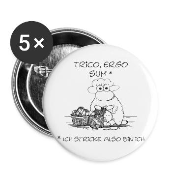Trico ergo sum - Sheep motif for handicraft fans - Buttons large 2.2''/56 mm (5-pack) - white - Front