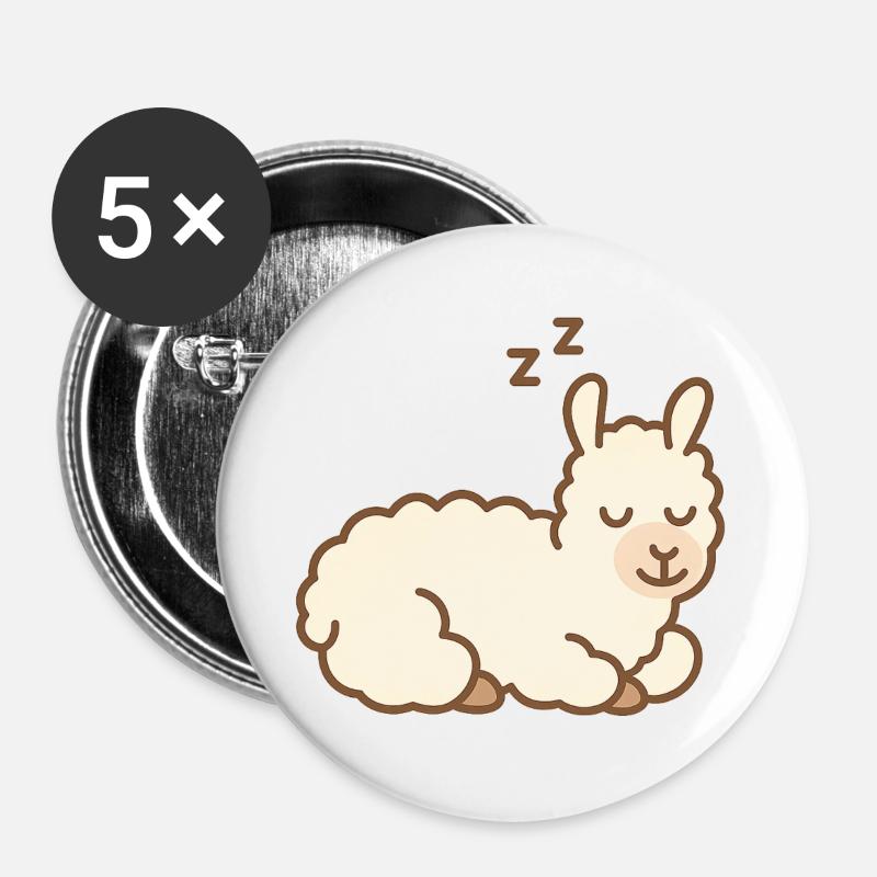 Sleeping Llama - Buttons large 2.2''/56 mm (5-pack) - white