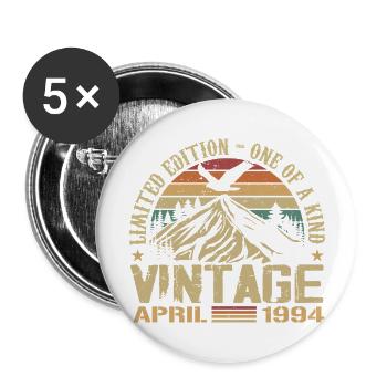 April 1994 Jubiläum April 1994 Geschenk 1994 - Buttons groß 56 mm (5er Pack) - Weiß - Vorne