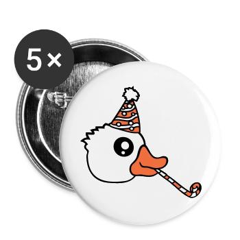 Canard Fête Serviette Chapeau Anniversaire Célébrer le Nouvel An - Lot de 5 grands badges (56 mm) - blanc - Devant