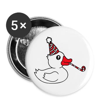 Canard Fête Serviette Chapeau Anniversaire Célébrer le Nouvel An - Lot de 5 grands badges (56 mm) - blanc - Devant