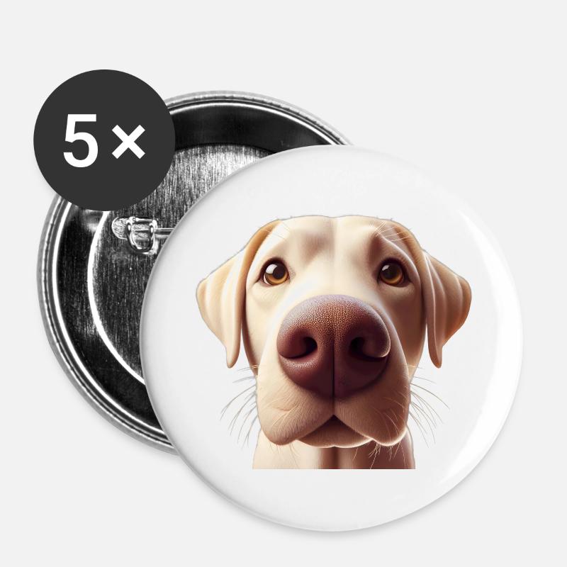 Dog Head 6 beige - Buttons large 2.2''/56 mm (5-pack) - white