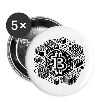 Bitcoin Blockchain Motiv für Krypto-Enthusiasten - Buttons groß 56 mm (5er Pack) - Weiß - Vorne