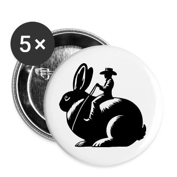 Rabbit Rider (nur Motiv - ohne Kontur, 2-farbig) - Buttons groß 56 mm (5er Pack) - Weiß - Vorne